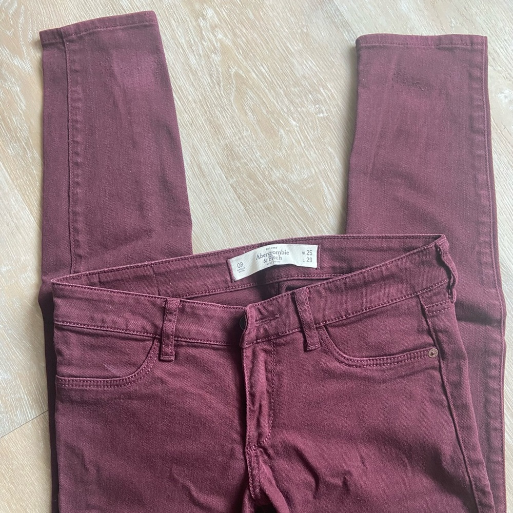 Abercrombie Fitch Wine Denim Straight Pants Size W25 L29